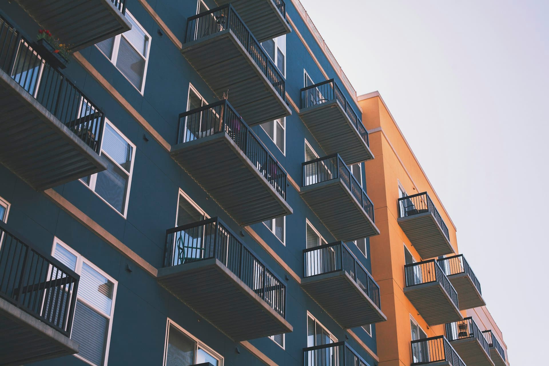 Large modern apartment building with balconies